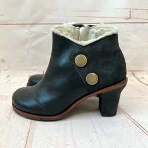 Timberland Leather Faux Fur Lined Heeled Ankle Boots